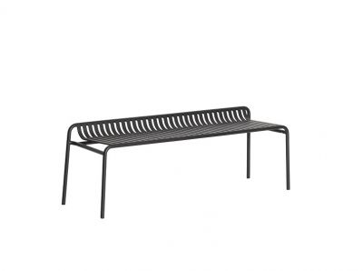 Petite Friture Week-End Gartenbank aus Metall, Glasgrün, modernes Design für den Außenbereich.